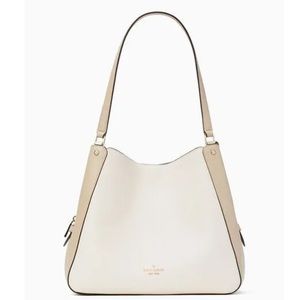 NWT Kate Spade Leila Medium Triple Compartment Shoulder Bag Light Sand beige